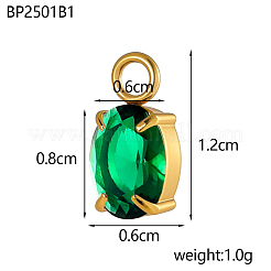304ステンレススチールラインストーンチャーム  オーバル  イオンプレーティング（ip）  18KGP本金メッキ  ミックスカラー  12x6mm&nbsp;STAS-OY003-86G
