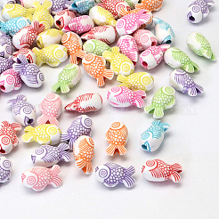 300Pcs Fish Craft Style Acrylic Beads&nbsp;SACR-SP0001-28