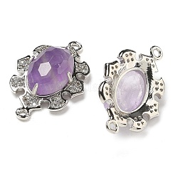Natural Amethyst Faceted Oval Connector Charms&nbsp;G-G181-06P-04