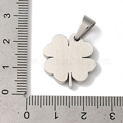 変色しない304ステンレススチールペンダント  四つ葉のクローバーのチャーム  ステンレス鋼色  20x19x3mm  穴：8.5x5mm&nbsp;STAS-Z075-07P