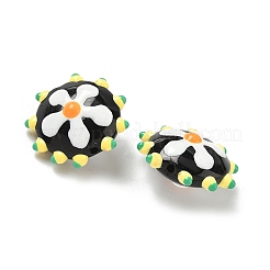 焼き絵の具、ガラス、エナメル、ビーズ  でこぼこした花  ホワイト  19~19.5x10.5mm  穴：1.4mm&nbsp;LAMP-S080-03F