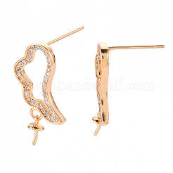 Brass Micro Pave Clear Cubic Zirconia Earring Findings&nbsp;KK-T062-234G-NF