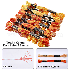 20 Skeins 4 Colors 6-Ply Polyester Embroidery Floss&nbsp;OCOR-CY0004-38B
