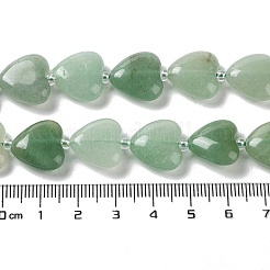 天然石グリーンアベンチュリンビーズ連売り  シードビーズで  ハート  14~15x15x6~6.5mm  穴：1.4mm  約23~24個/連  14.57''（37センチメートル）&nbsp;G-E614-A15-01