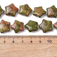 天然石ユナカイトビーズ連売り  スター  シードビーズで  15~15.5x16~16.5x6.5~7mm  穴：1.4mm  約25個/連  15.75''~16.14''（40~41センチメートル）&nbsp;G-K359-E05