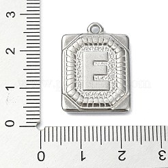 変色防止304ステンレススチールペンダント  文字チャーム付きの長方形  文字e  24.5x18x3mm  穴：1.8mm&nbsp;STAS-U033-01P-E