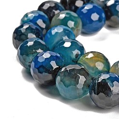 天然石瑪瑙ビーズ連売り  染め＆加熱  ラウンド  多面カット  ミックスカラー  13.5~14mm  穴：1.4mm  約28~29個/連  15.16インチ（38.5cm）&nbsp;G-L595-A03-02B