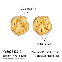 幾何学的な丸型デザインの304ステンレススチール製スタッドピアス（女性用）  18KGP本金メッキ  22x22mm&nbsp;JY2414-2