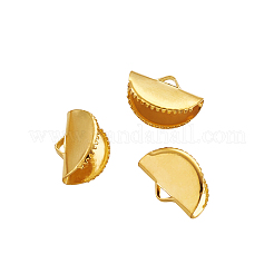 アイアン製カシメリボン止めエンドパーツ  ゴールドカラー  8.5x13x6.5mm  穴：1.5x3mm  100個/袋&nbsp;IFIN-TAC001-06A-G