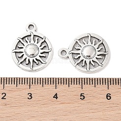 合金のチベット風チャーム  カドミウムフリー＆鉛フリー  フラットラウンドと日  アンティークシルバー  20x16x2mm  穴：1.5mm&nbsp;X-TIBEP-R304-062AS-LF