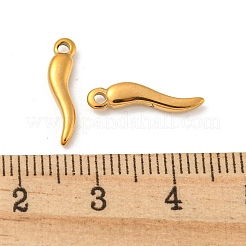304ステンレスペンダント  たっぷりのホーン/イタリアンホーンコルニセロチャーム  14KGP本金メッキ  15.5x3.5x2.5mm  穴：1.2mm&nbsp;STAS-L022-213G