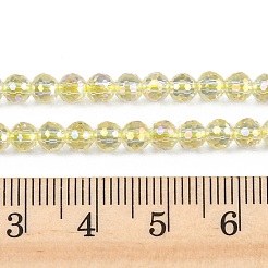 透明なガラスビーズを電気  ラウンド  ファセット(96ファセット)  淡黄色  4~4.5mm  穴：1mm  約95個/連  14.76''（37.5センチメートル）&nbsp;EGLA-B013-02A-FR12