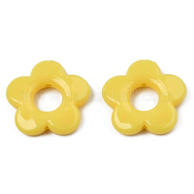 不透明なアクリルビーズフレーム  花  きいろ  19x20x3.5mm  穴：1.6mm  内径：6.5mm  約632個/500g&nbsp;SACR-TAC0004-01A-1