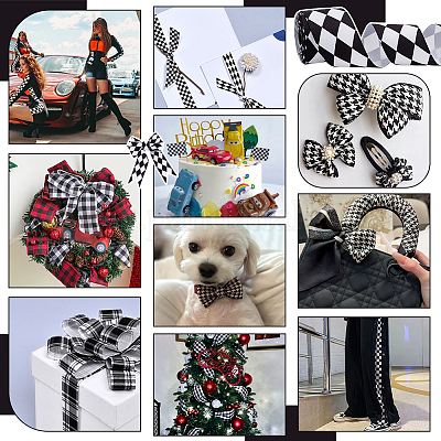 Polyester Rhombus Print Grosgrain Ribbon&nbsp;OCOR-WH0078-141B-1