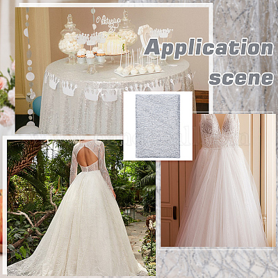 ポリエステルスパンコール生地  結婚式の天井の装飾  銀  1620x0.3mm  約2m / pc&nbsp;DIY-WH0683-51A-1