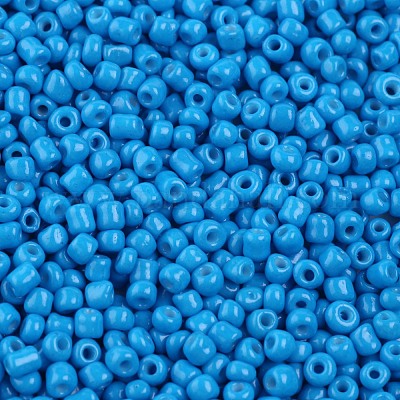 焼付塗装ガラスシードビーズ  ドジャーブルー  8/0  3mm  穴：1mm  約1111個/50g  50 G /袋  18袋/2ポンド&nbsp;SEED-US0003-3mm-K17-1