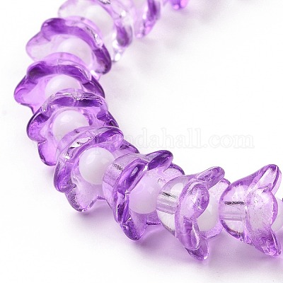 透明ガラスビーズ連売り  花  ミディアム蘭  11~12x7.5~8mm  穴：1.4mm  約50個/連  11.42''（29センチメートル）&nbsp;LAMP-H061-01A-01-1