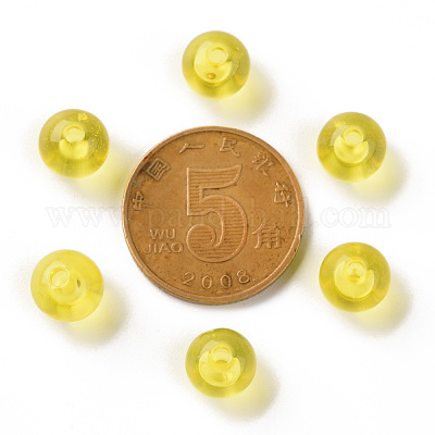 透明なアクリルビーズ  ラウンド  きいろ  8x7mm  穴：2mm  約1745個/500g&nbsp;MACR-S370-A8mm-717-1