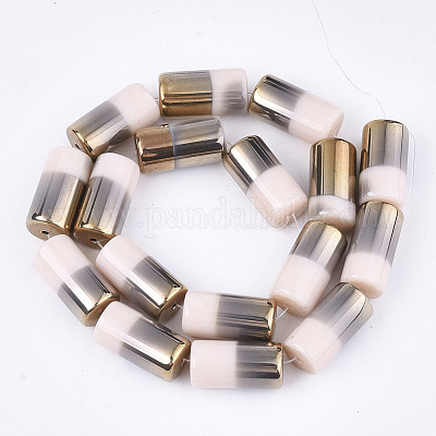 Half Electroplate Opaque Glass Beads Strands&nbsp;EGLA-S177-02C-1