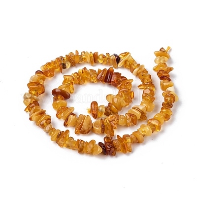 天然琥珀チップビーズ連売り  5~14x4~10mm  穴：1mm  約15インチ〜16.1インチ&nbsp;G-E271-81-1