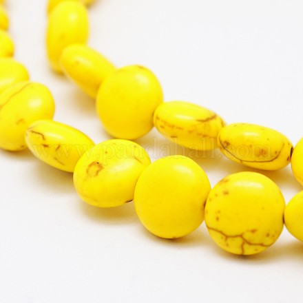 Flat Round Synthetic Turquoise Beads Strands&nbsp;TURQ-I022-16x6mm-10-1