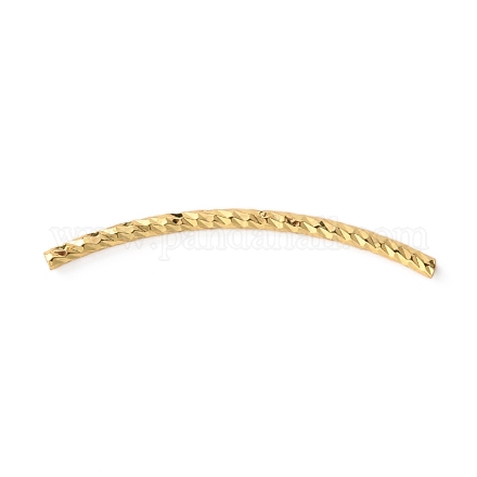 真鍮製カーブチューブビーズ  テクスチャ  ゴールドカラー  30x1.5mm  穴：0.8mm&nbsp;FIND-WH0110-155A-1