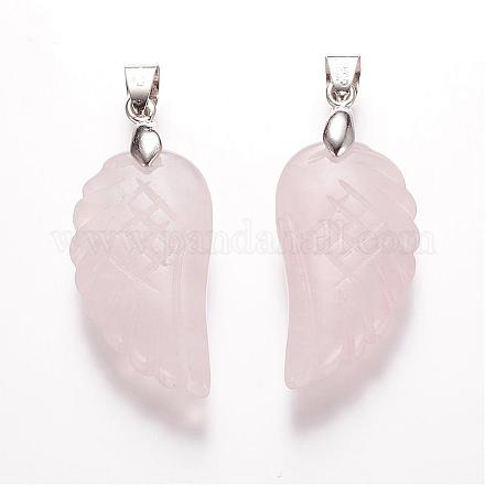 Natural Rose Quartz Pendants&nbsp;G-E339-02H-1
