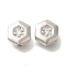 Brass Micro Pave Cubic Zirconia, Star, Oval, Heart, Hexagon, Beads, Nickel Free, Platinum, 7.5x7x3.5mm, Hole: 0.9mm