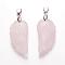 Natural Rose Quartz Pendants, , Platinum, 29x15x6mm, Hole: 4mm