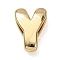 Brass Beads, Long-Lasting Plated, Rack Plating, Lead Free & Cadmium Free, Real 18K Gold Plated, Letter Y, 21x14x7mm, Hole: 18x4mm