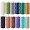 12Rolls 12 Colors Waxed Polyester Cord, Flat, Mixed Color, 0.8mm, about 32.8 yards(30m)/roll, 1roll/color