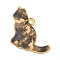 Alloy Enamel Pendants, Cat Charm, Golden, Tan, 17x19x1.5mm, Hole: 1.4mm