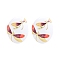 Alloy Enamel Boho Stud Earrings, Oval with Dragonfly, Orange Red, 33x26mm
