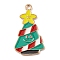 Alloy Enamel Pendants, Christmas Theme, Light Gold, Christmas Tree, 29x16x1.5mm, Hole: 1.5mm