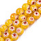 Handmade Millefiori Glass Beads Strands, Round with Flower Pattern, Gold, 10mm, Hole: 1.2mm, about 36~38pcs/strand, 13.78 inch~14.88 inch(35cm~37.8cm)