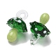手作りランプワークペンダント  バンピー  キノコ  濃い緑  24.5~29.5x15~18.5mm  穴：2~5mm&nbsp;LAMP-M021-01J-2