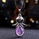 Angel Wings Natural Amethyst Teardropt Pendant Necklaces&nbsp;CI6428-6-1