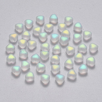 透明なスプレー塗装ガラスビーズ  ABカラーメッキ  艶消し  ハート  クリアAB  6x6x4mm  穴：0.7mm&nbsp;GLAA-R211-02-C01