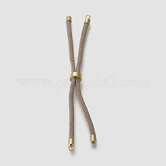 Nylon Twisted Cord Bracelet Making, Slider Bracelet Making, with Brass Findings, Golden, Camel, 8.66~9.06 inch(22~23cm), Hole: 2.8mm, Single Chain Length: about 4.33~4.53 inch(11~11.5cm)