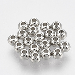 Non-Tarnish 201 Stainless Steel Spacer Beads, Rondelle, Stainless Steel Color, 3x2mm, Hole: 1mm