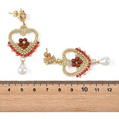 Natural Red Jasper & Glass Seed Dangle Earrings for Women&nbsp;EJEW-MZ00782-02