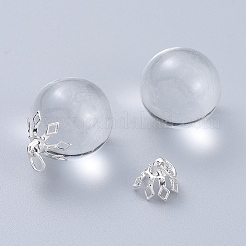 フラワーラックメッキ真鍮フィリグリービーズキャップベイル  7花びら  銀色のメッキ  8x8mm  穴：3mm&nbsp;LS-KK-L102-27S