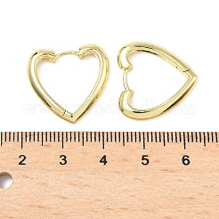 真鍮製フープピアス  カドミウムフリー＆鉛フリー  ハート  18KGP本金メッキ  20x20.5x3mm&nbsp;EJEW-D323-01G