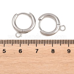 316ステンレススチール製ハギーフープピアス金具  カン付き  長持ちメッキ  ステンレス鋼色  15x2.5mm  穴：2.5mm  ピン：1mm&nbsp;EJEW-B158-01B-P