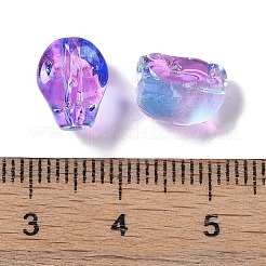 ペイントガラスビーズを焼く  スカル  青紫色  10x8x7.5mm  穴：1mm&nbsp;GLAA-S202-17H
