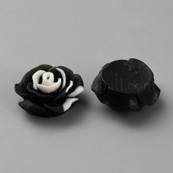 光る不透明樹脂デコデンカボション  暗闇で光るバラの花  ブラック  20x19.5x9mm&nbsp;RESI-TAC0025-02A