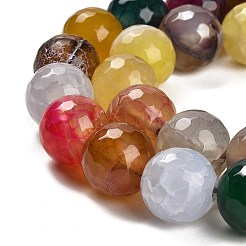 天然石瑪瑙ビーズ連売り  染め＆加熱  ラウンド  多面カット  カラフル  13.5~14mm  穴：0.8mm  約26個/連  14.76インチ（37.5cm）&nbsp;G-L595-A01-01A
