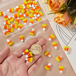 ハロウィーンの手作りランプワークビーズ50個  きいろ  オレンジ＆ホワイト  キャンディコーン  きいろ  15.5x11x5mm  穴：1.8mm&nbsp;LAMP-PA0001-43