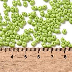 焼付塗装ガラスシードビーズ  ピーナッツ  ライムグリーン  3.5~4x2~2.5x2~2.3mm  穴：0.8mm  約8000個/ポンド&nbsp;SEED-K009-01B-15