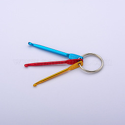 アルミかぎ針編みフックキーホルダー  鉄キーリング付き  ランダムな色  ピン：3mm  4mm  5mm&nbsp;PW22062533516